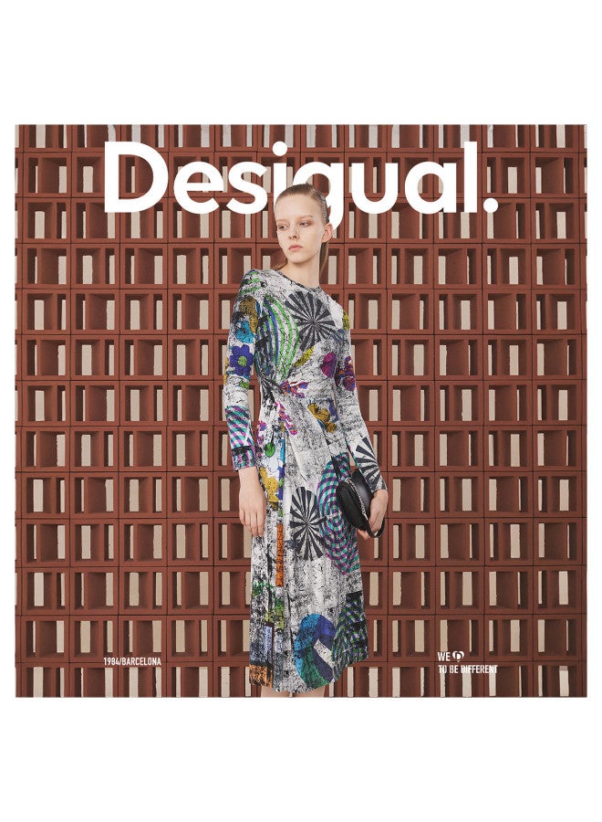 DESIGUAL slim Fit Stretchy Printed Waist-defining Long Dress - Image 3