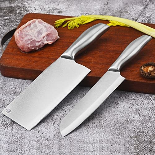 Mockery 3 Piece Kitchen Knife Set Including Chef's Knife, Butcher Meat Knife & Paring Knife, Sharp Stainless Steel Knife, Non-Stick, Soft Touch Handles, Silver - Image 5