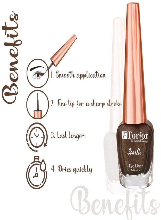 فور فور محدد عيون سائل لامع من فورفور، مقاوم للتلطخ والماء، 7 مل لكل عبوة (مجموعة من 2، رمادي، بني) - Image 4