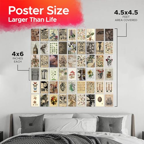 CodersParadise Pack of 54 Aesthetic Vintage Wall Collage Kit Posters - 4 x 6 Inches Poster for Wall Decoration - Glue Dots Included-Cardstock - Image 4