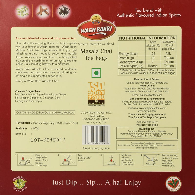 Wagh Bakri Masala Chai 100'S - Image 2