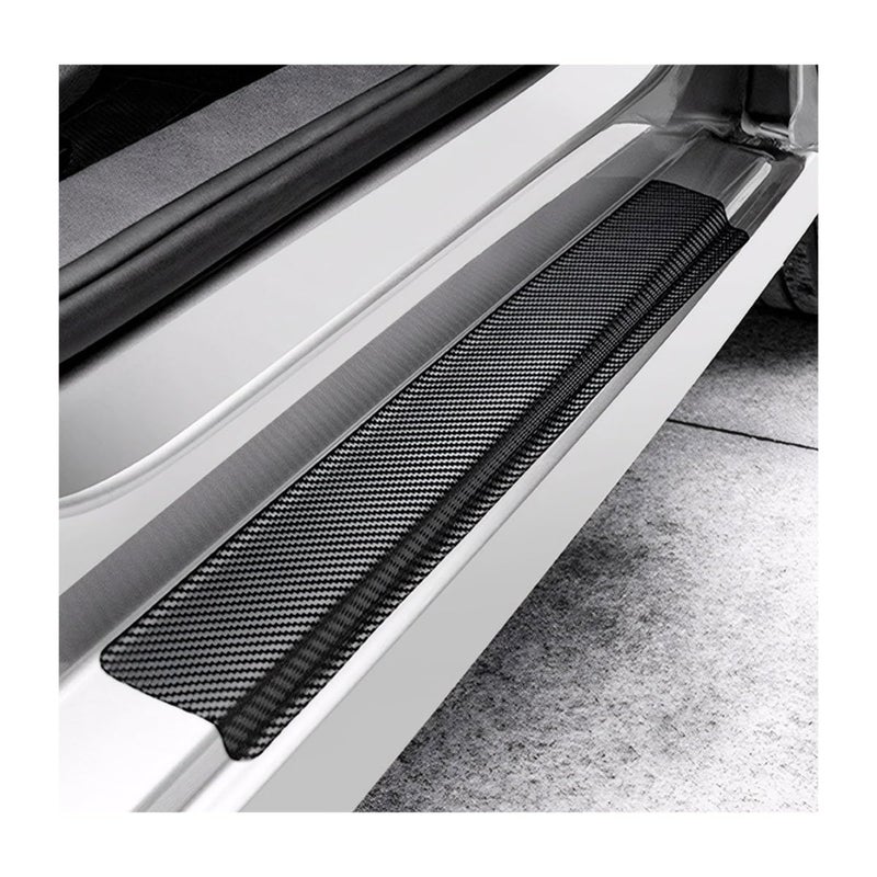 Car Door Sill Protector 4pcs Carbon Fiber Anti-Scratch - Universal Door Sill Guard for Car Auto Vehicle Accessories - Image 1