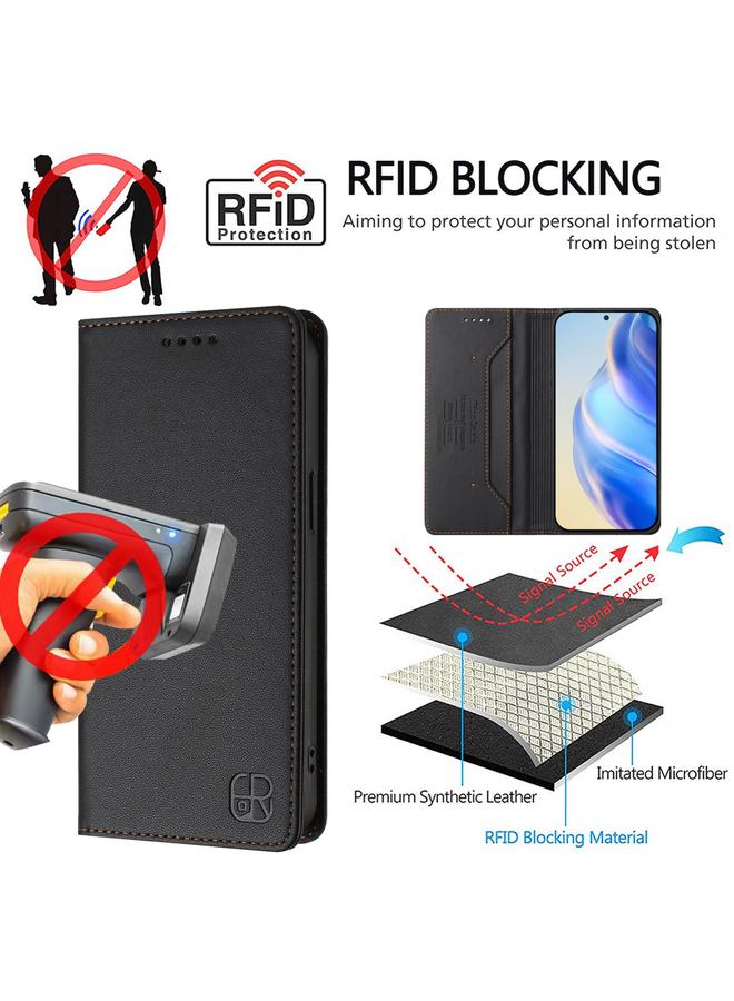 S-TOP Case For Samsung Galaxy M35 5G RC01 Dual-Folded Magnetic Suction RFID Leather Phone Case - Image 5