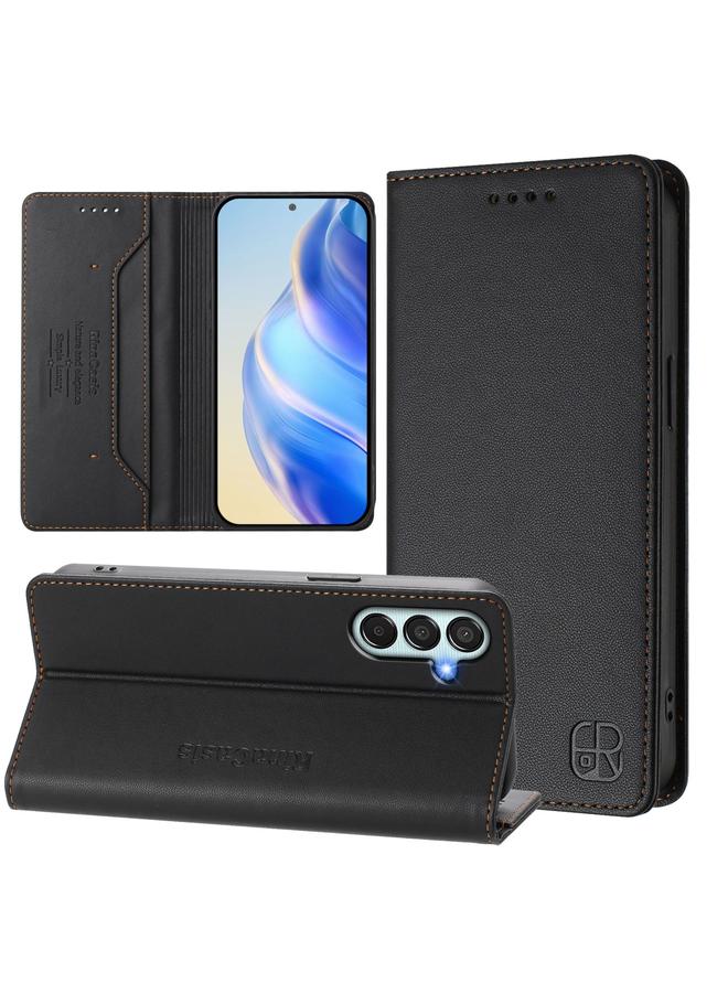 S-TOP Case For Samsung Galaxy M35 5G RC01 Dual-Folded Magnetic Suction RFID Leather Phone Case - Image 1