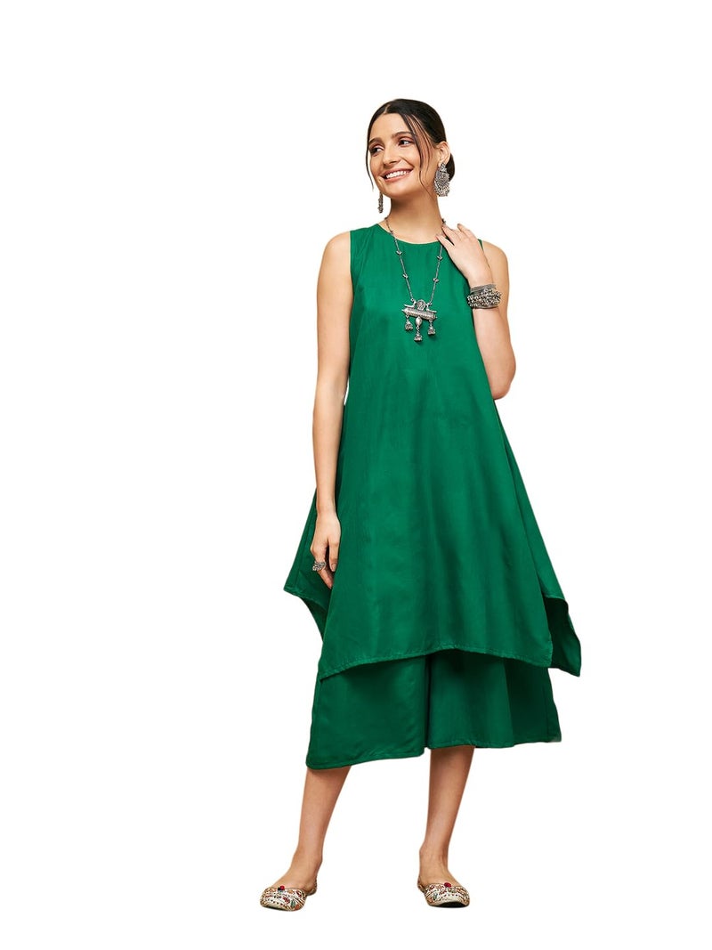 InWeave Forest Green POPLIN Short Kurta - Image 5