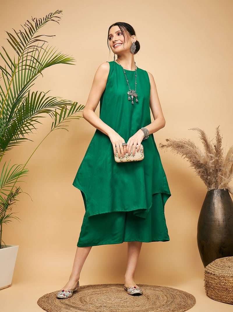 InWeave Forest Green POPLIN Short Kurta - Image 3