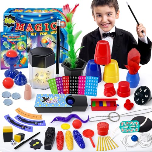 PATIFEED Magic Kit, 60 Magic Tricks for Kids Age 6-8, Magic Set with Instructions, Gift Toys for Kids Ages 6 7 8 9 10 11 12 Year Old - Image 1