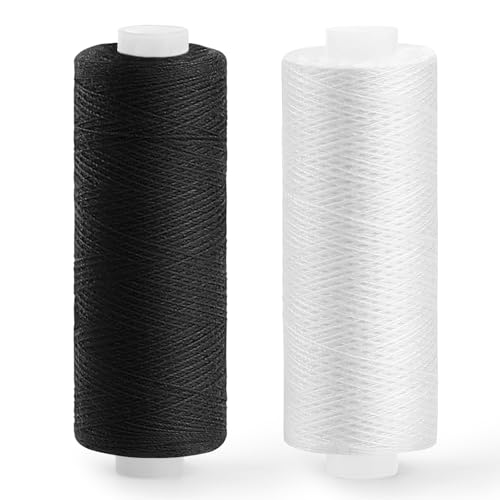 ZMAAGG Thread for Sewing-1 Pcs Black and 1 Pcs White, 200 Yards Per Roll Polyester Thread, Sewing String for Sewing Machine, Hand Stitching, Embroidery - Image 1