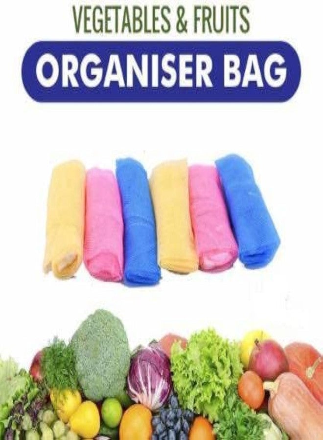 Bekner Premium Reusable Fridge Storage Bag for Vegetables and Fruits Mesh Net Fabric with Zip Lock Nylon Storage Pouch (Pack of 12)(multicolor) - Image 2