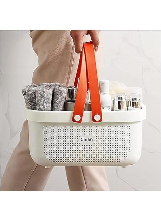 HOOKOR - Cleaning Supplies Caddy,2 Pack Shower Caddy Basket Tote,Plastic Storage Basket with Handle Portable Organizer Basket Bin for Bathroom Kitchen Dorm Room Bedroom Toiletry Laundry Pool Beach (Pink) - Image 1