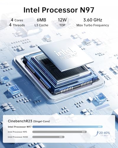 KAMRUI Essenx E2 Mini PC, 16GB RAM 1TB SSD Mini Computers,12th Alder Lake N97 (Beat N150, up to 3.6GHz) Micro PC, HDMI+DP1.4 Dual 4K UHD Small PC,Gigabit Ethernet,WiFi,BT,Home/Office Mini Desktop pc - Image 2