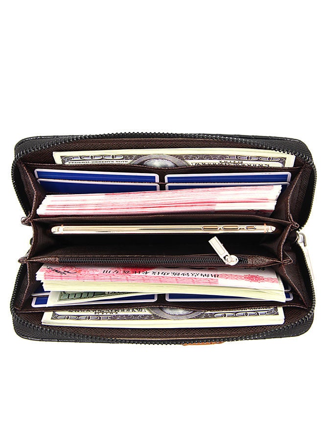 MenBense Classic Braid PU Leather Large Capacity Men Long Wallet Zipper Card Holder Phone Bag for Shopping Business Money Bag 20*10.5*2.5cm - Image 5