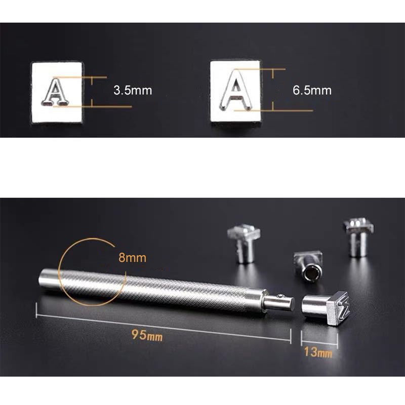 مجموعة طابعات الحروف والأرقام 36 قطعة - أداة ختم الجلد - طابعات الدقة مع مقبض غير لامع مضغوط، أدوات الدقة الفولاذية لصناعة الجلد ومشاريع التصميم الذاتي، الحروف من أ إلى ز والأرقام من 0 إلى 9، 3.5 مم - Image 5