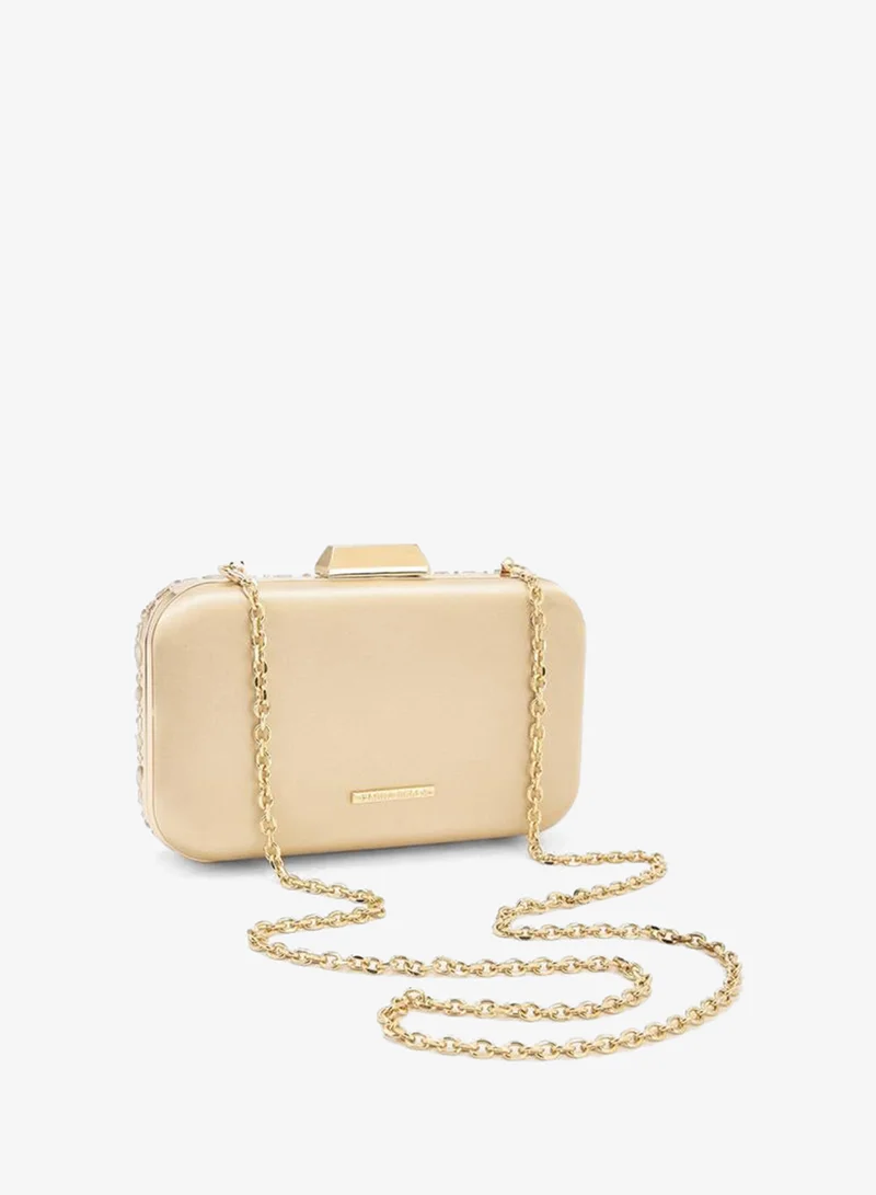 Flora Bella By Shoexpress GOLD Floral Bella Embellished Clutch with Chain Strap for Women | Best Price UAE