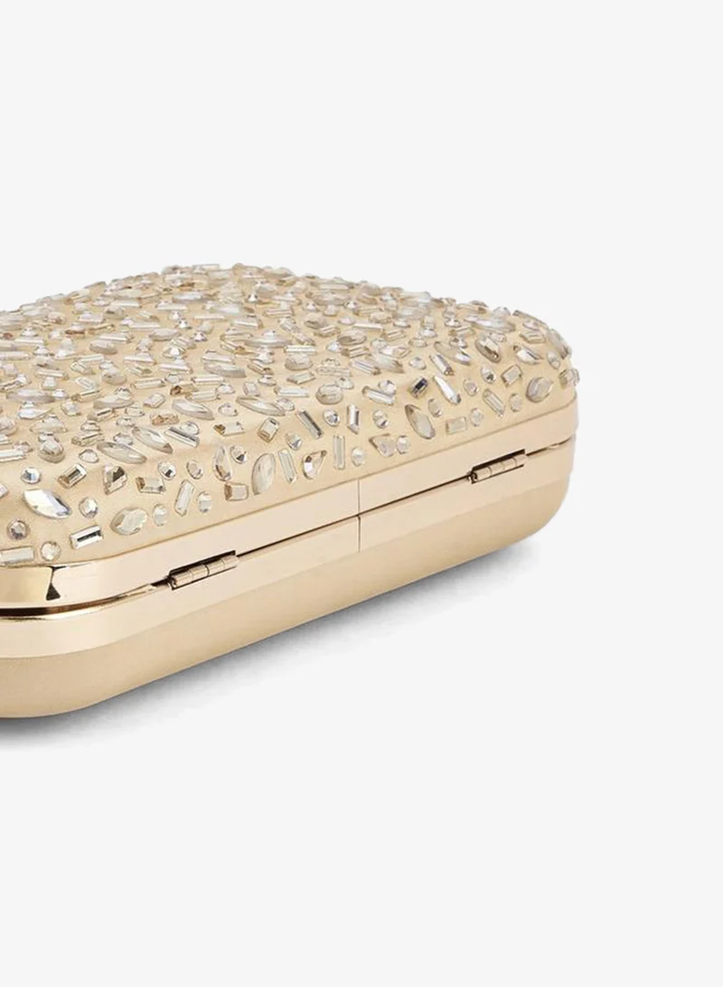 Flora Bella By Shoexpress GOLD Floral Bella Embellished Clutch with Chain Strap for Women | Best Price UAE
