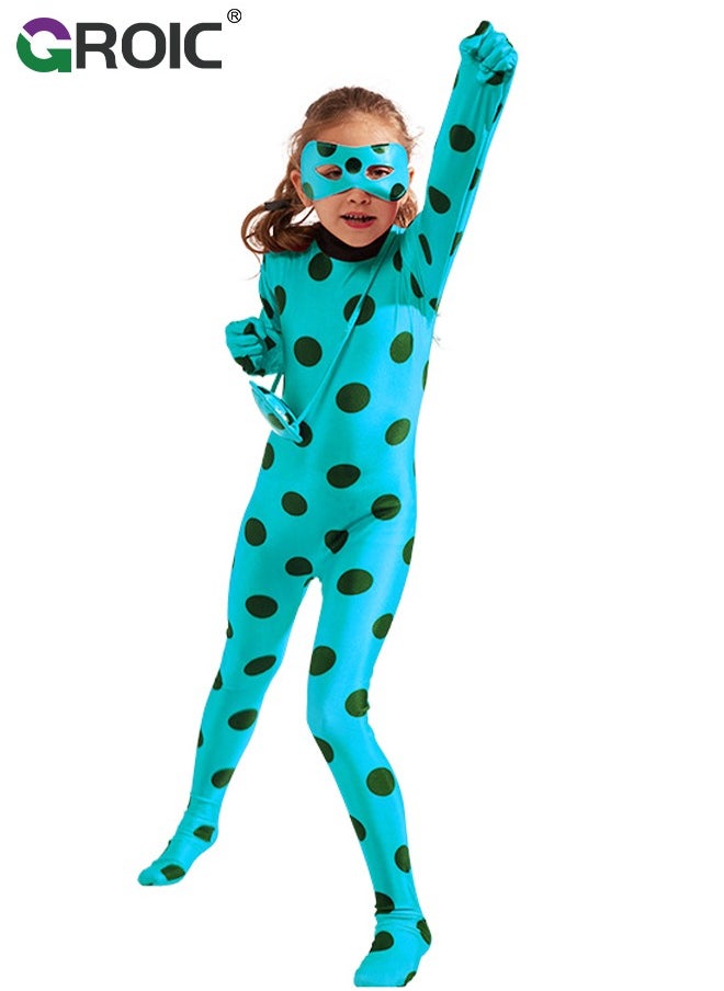 GROIC 3PCS Miraculous Ladybug Costume Ladybug Cosplay Costume Kids Costume with Eye Mask ,Bag  - Image 2