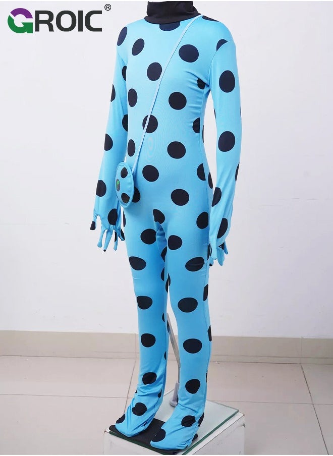 GROIC 3PCS Miraculous Ladybug Costume Ladybug Cosplay Costume Kids Costume with Eye Mask ,Bag  - Image 5