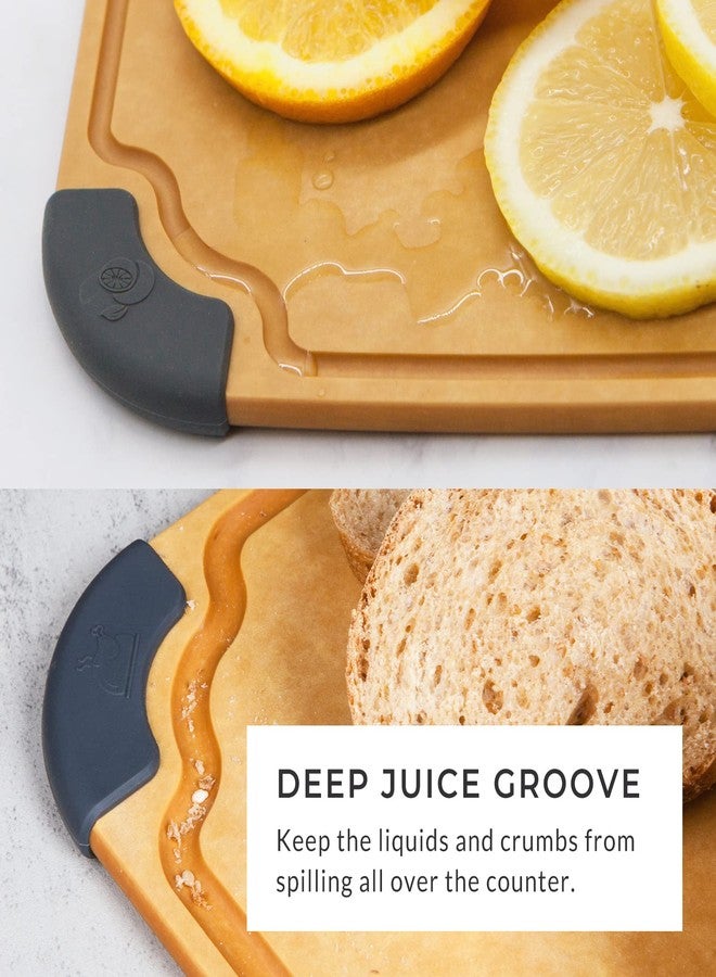 Elihome Essential Series 2-in1 Wood Cutting Board Set for Kitchen, Wooden Board for Chopping Vegetables, Bread, Cheese, Meat, Salad, Bread Board for Countertop, Butcher Block, Non-Slip - Image 3