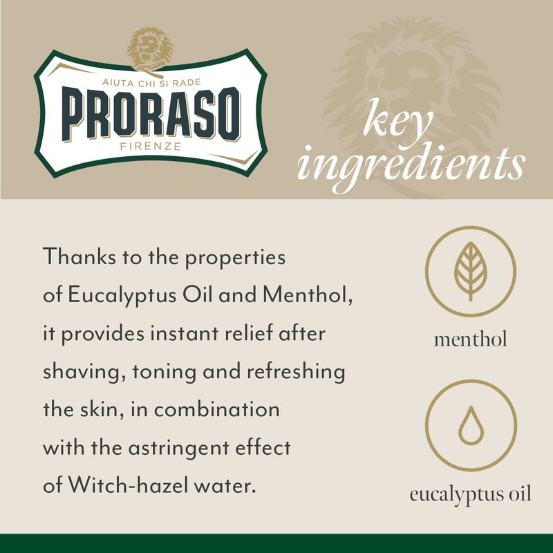 Proraso After Shave Lotion for Men, Refreshing and Toning with Menthol and Eucalyptus Oil, 3.4 Fl Oz (Pack of 1) - Image 4