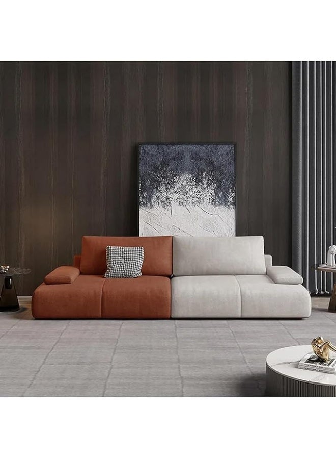 Comfynest 3-Seater Minimalist Sofa Set Faux leather Couch for Modern Living Rooms (White&Red)