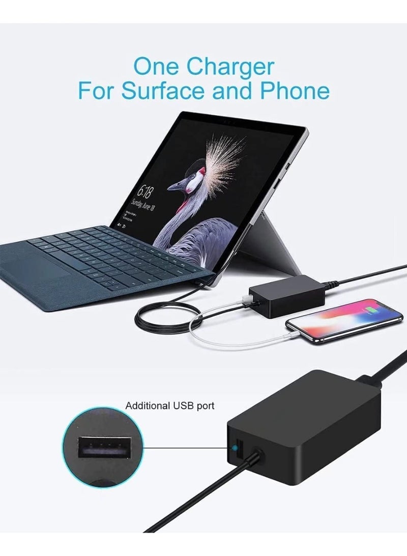 Surface Pro Laptop Charger 65W Power Adapter for Microsoft Surface Pro 3/4/5/6/7/8/9/X/10/11/12, Windows Surface Laptop 7/6/5/4/3/2/1, Surface Book 3/2/1, Surface Go Tablet - Image 2