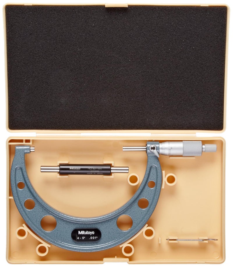 Mitutoyo 103-181 Outside Micrometer, Baked-enamel Finish, Ratchet Stop, 4-5" Range, 0.001" Graduation, +/-0.00015" Accuracy - Image 2