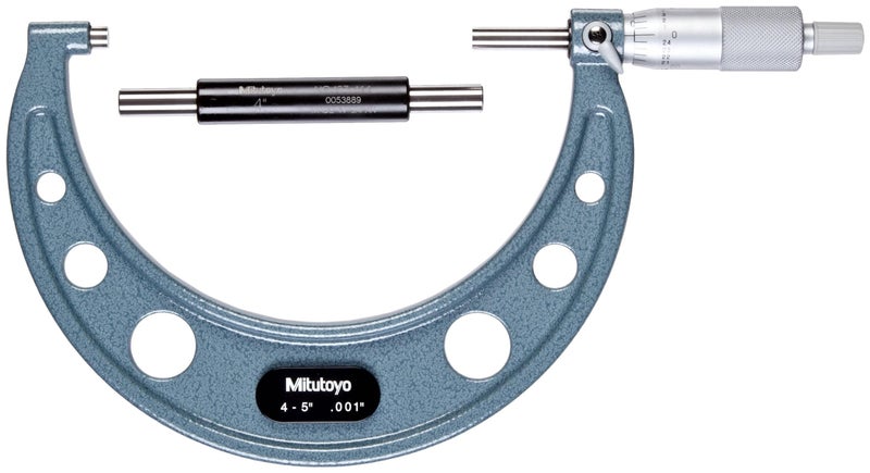 Mitutoyo 103-181 Outside Micrometer, Baked-enamel Finish, Ratchet Stop, 4-5" Range, 0.001" Graduation, +/-0.00015" Accuracy - Image 1