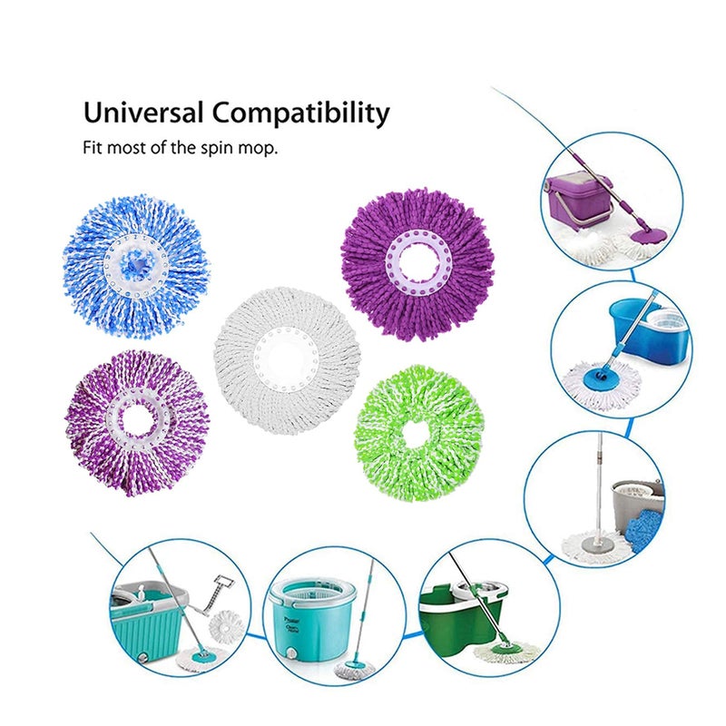 YWSHF 5 Replacement Mop Micro Head Refill for 360Â° Spin Magic Mop-Microfiber Replacement Mop Head-Round Shape Standard Size - Image 4