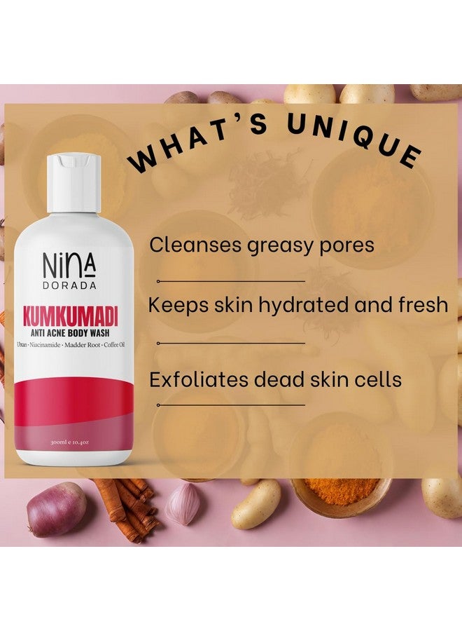 نينا دورادا غسول الجسم كومكومادي بالأوبتان والنياسيناميد المضاد للعيوب لأضرار أشعة الشمس والسمرة اليومية جل الاستحمام الصيفي للبشرة الدهنية والدهنية 300 مل للرجال والنساء - Image 3