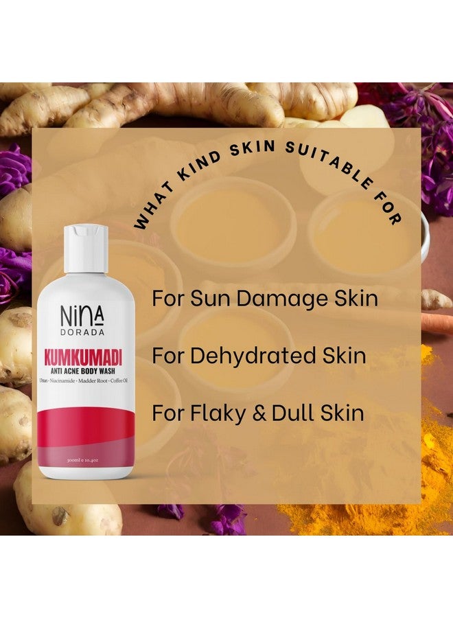 نينا دورادا غسول الجسم كومكومادي بالأوبتان والنياسيناميد المضاد للعيوب لأضرار أشعة الشمس والسمرة اليومية جل الاستحمام الصيفي للبشرة الدهنية والدهنية 300 مل للرجال والنساء - Image 4