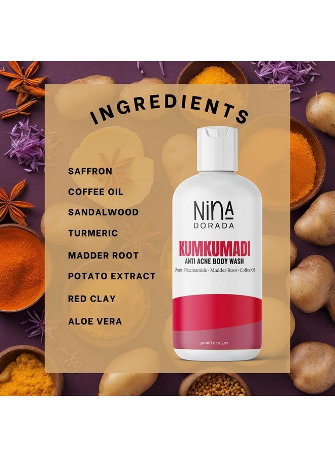 نينا دورادا غسول الجسم كومكومادي بالأوبتان والنياسيناميد المضاد للعيوب لأضرار أشعة الشمس والسمرة اليومية جل الاستحمام الصيفي للبشرة الدهنية والدهنية 300 مل للرجال والنساء - Image 2