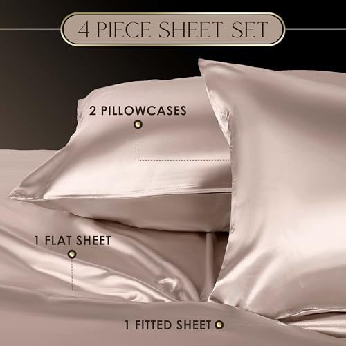 Martex Elegance 4-Piece Rose Gold Satin Sheets - Full Size Luxury Hotel Quality Set - Silky Soft & Smooth - Image 3
