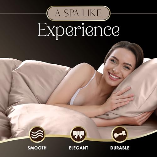 Martex Elegance 4-Piece Rose Gold Satin Sheets - Full Size Luxury Hotel Quality Set - Silky Soft & Smooth - Image 4