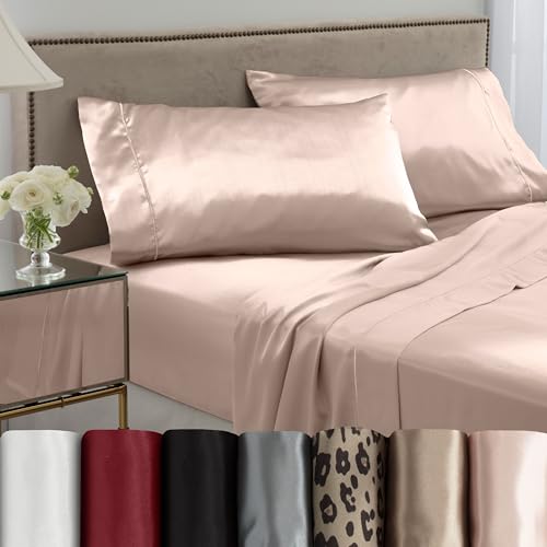 Martex Elegance 4-Piece Rose Gold Satin Sheets - Full Size Luxury Hotel Quality Set - Silky Soft & Smooth - Image 2