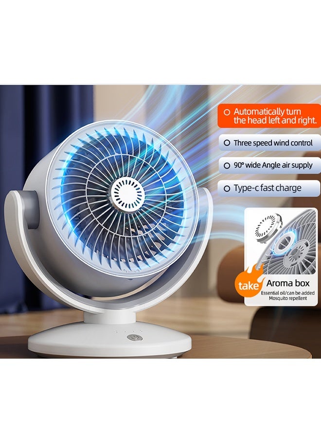 JCB CHIC مروحة تدوير هواء USB لغرفة النوم، مروحة مكتبية مزودة بجهاز تحكم عن بعد، مروحة صغيرة ذات ذبذبة بزاوية 90 درجة ورأس قابل للإمالة 180 درجة، مروحة مكتبية 3 سرعات للمكتب المنزلي (KS-2023) - Image 1