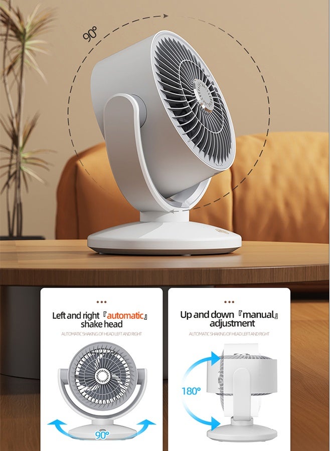 JCB CHIC مروحة تدوير هواء USB لغرفة النوم، مروحة مكتبية مزودة بجهاز تحكم عن بعد، مروحة صغيرة ذات ذبذبة بزاوية 90 درجة ورأس قابل للإمالة 180 درجة، مروحة مكتبية 3 سرعات للمكتب المنزلي (KS-2023) - Image 5