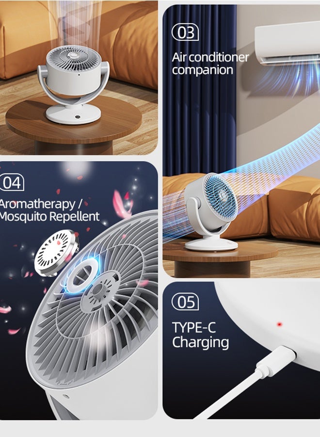 JCB CHIC مروحة تدوير هواء USB لغرفة النوم، مروحة مكتبية مزودة بجهاز تحكم عن بعد، مروحة صغيرة ذات ذبذبة بزاوية 90 درجة ورأس قابل للإمالة 180 درجة، مروحة مكتبية 3 سرعات للمكتب المنزلي (KS-2023) - Image 4