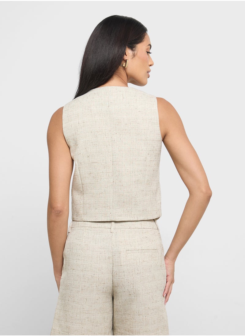 VERO MODA - Button Detail Linen Waistcoat - Image 1