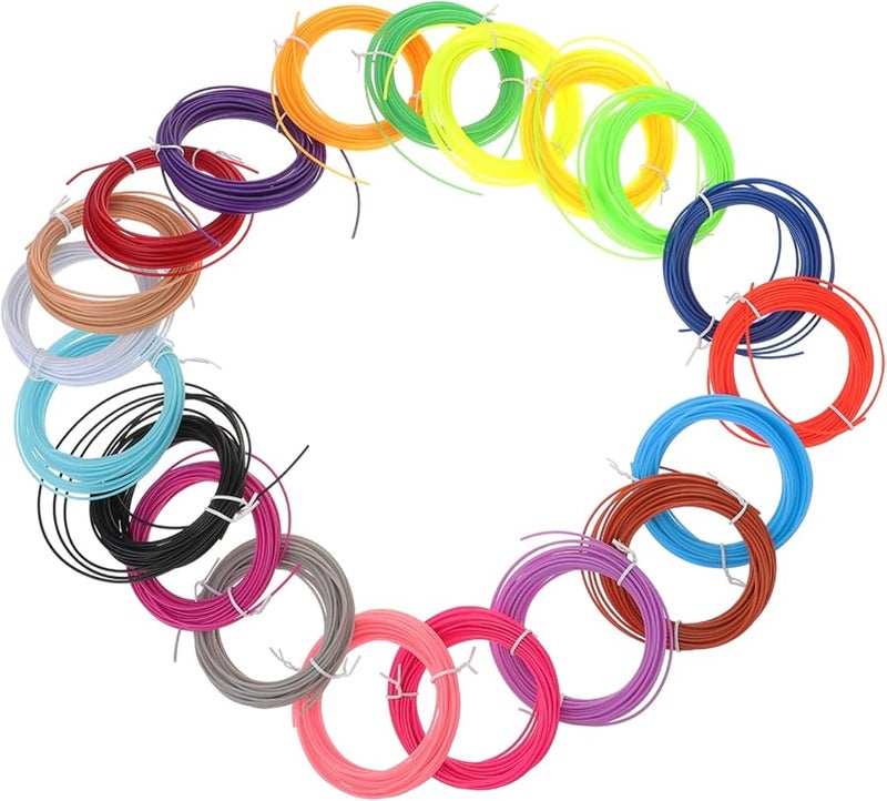 مجموعة قلم ثلاثي الأبعاد عالي الحرارة 20 قطعة خيوط بألوان متنوعة بطول 1000 سم - Image 2