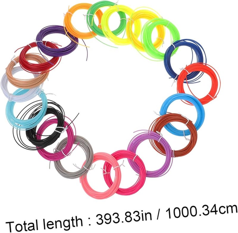 مجموعة قلم ثلاثي الأبعاد عالي الحرارة 20 قطعة خيوط بألوان متنوعة بطول 1000 سم - Image 3