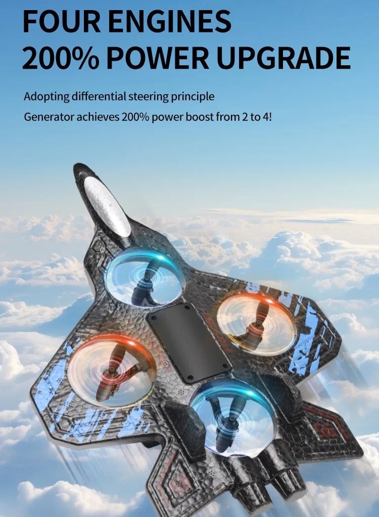 بيتشو طائرة RC 2.4 جيجا هرتز للتحكم عن بعد L0712 طائرة رباعية المراوح طائرة مقاتلة عائمة RTF لعبة طائرة مع أضواء ملونة وشحن USB، مثالية للمبتدئين والأطفال والكبار لعبة طيران داخلية/خارجية - Image 3