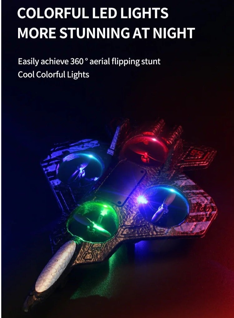 بيتشو طائرة RC 2.4 جيجا هرتز للتحكم عن بعد L0712 طائرة رباعية المراوح طائرة مقاتلة عائمة RTF لعبة طائرة مع أضواء ملونة وشحن USB، مثالية للمبتدئين والأطفال والكبار لعبة طيران داخلية/خارجية - Image 5