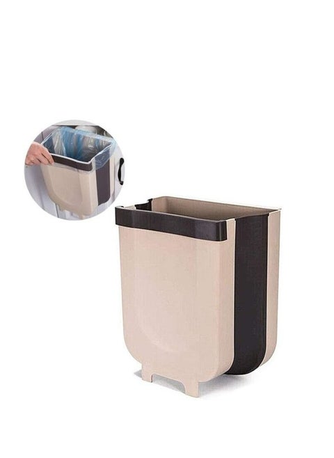 Hanging Trash Can Kitchen Cabinet Door Hanging Trash Small Compact Garbage Can Hanging Cabinet Trash Plastic Bag Holder Hanging Waste Basket (BROWN)