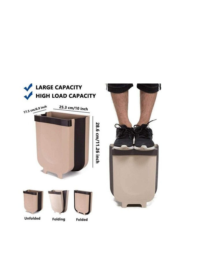 Hanging Trash Can Kitchen Cabinet Door Hanging Trash Small Compact Garbage Can Hanging Cabinet Trash Plastic Bag Holder Hanging Waste Basket (BROWN)
