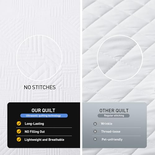 Lavsiry White Quilt King Size with Pillow Shams, Summer Soft Geometric Pattern Bedspread, 3 Pieces Lightweight Coverlet Bedding Set for All Seasons - Image 4