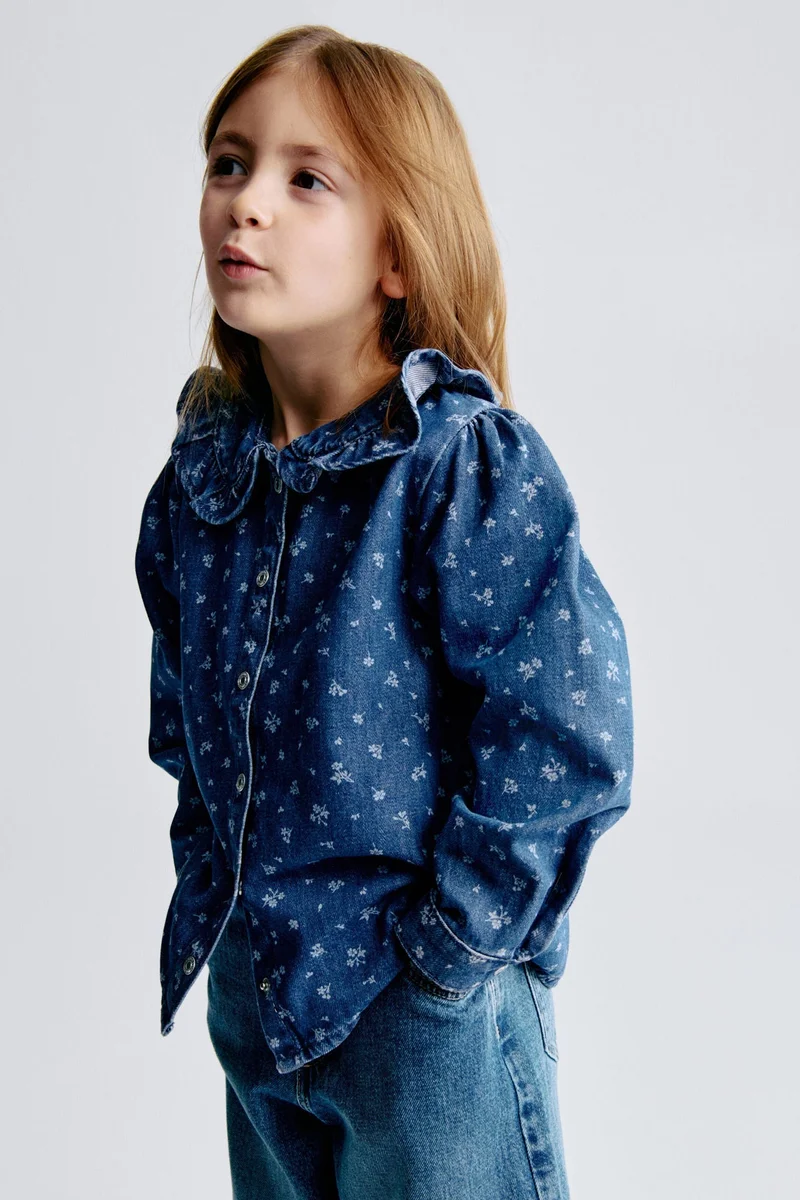 H&M Frill-collar denim blouse