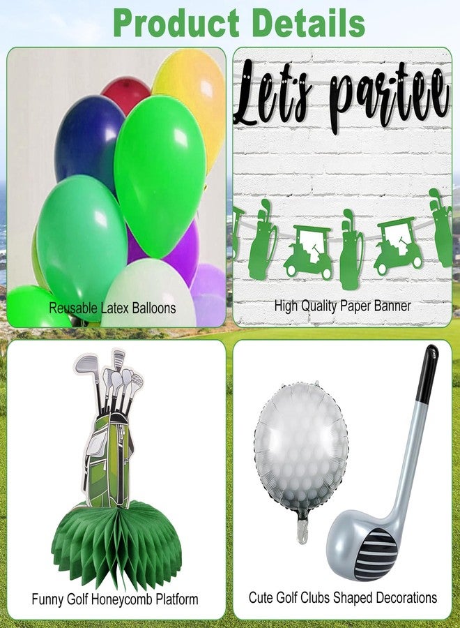 Nerien Golf Birthday Party Decorations - 33pcs Golf Themed Party Decorations, Golf Birthday Party Supplies, 20pcs Golf Balloons&2pcs Golf Banner&3pcs Golf Honeycomb Pendulum&8pcs Golf Golf Clubs Decorations - Image 4