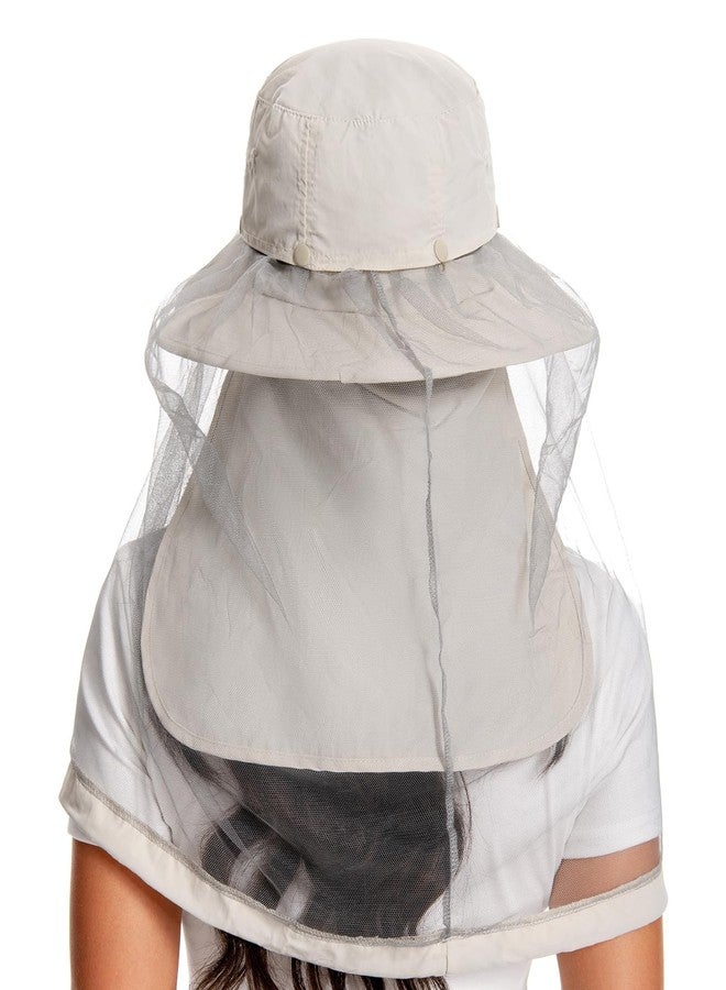 BASSDASH UPF 50+ Mosquito Sun Hat with Hidden Head Net and Neck Flap for Men Women Outdoor Fishing Hiking Camping FH16 Beige - Image 2
