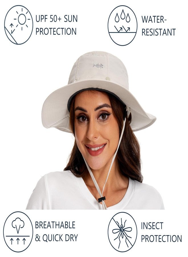 BASSDASH UPF 50+ Mosquito Sun Hat with Hidden Head Net and Neck Flap for Men Women Outdoor Fishing Hiking Camping FH16 Beige - Image 4