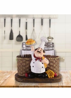 Excefore Glass Spice Jars, Salt and Pepper Shakers, Chef Decorative Statue Spice Organizer with Holder Figurine Gift for Family, Kitchen, Restaurant, Cafe, Bakery Seasoning Jar, Creative Handicraft Gifts  - Image 3